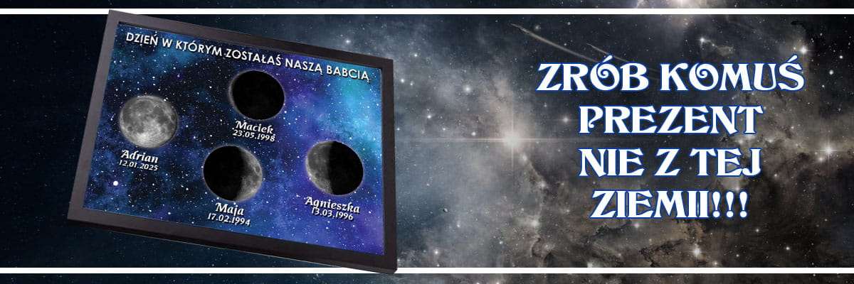 Prezent personalizowany dla Babci - plakat fazy księżyca w stylowej ramce